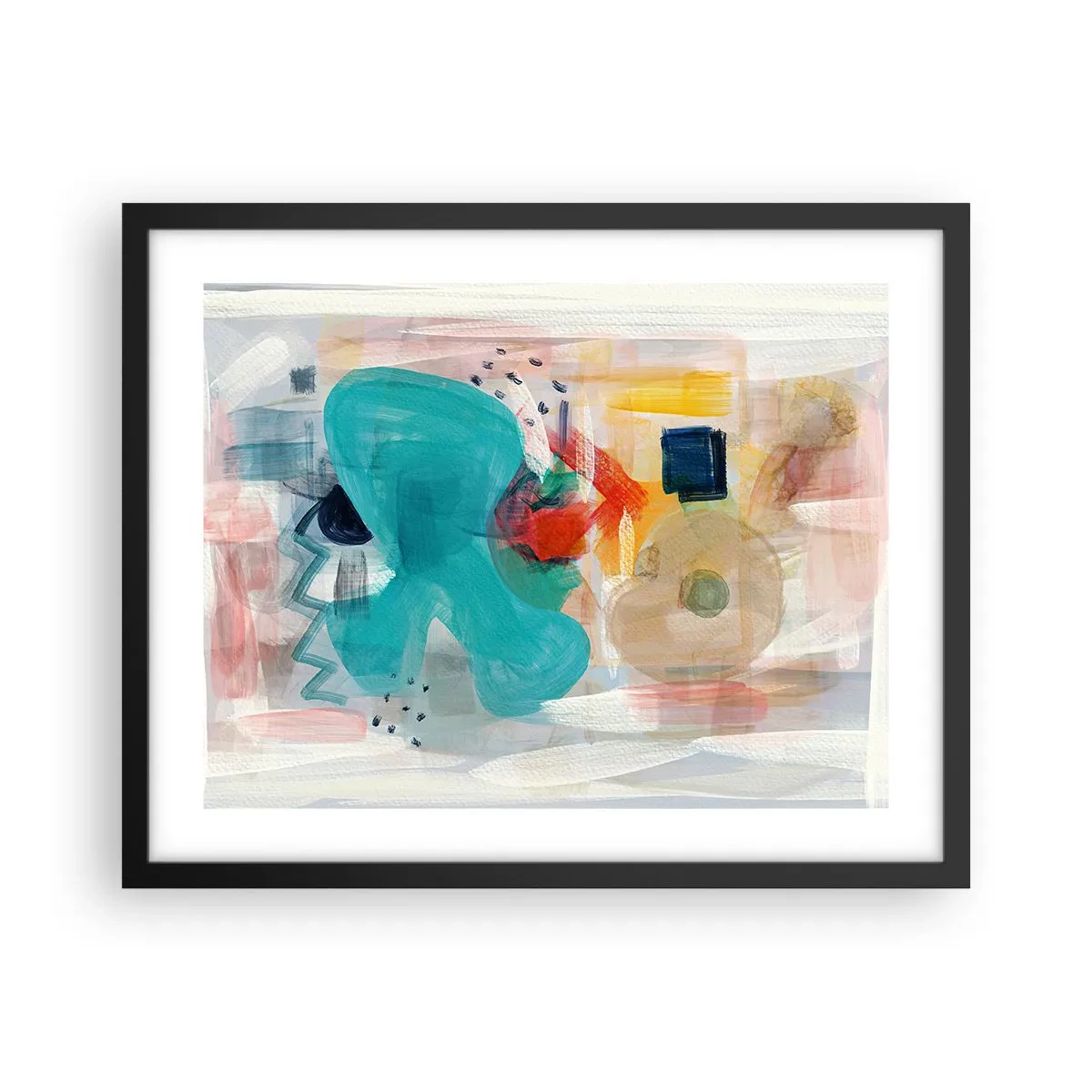 Affiche dans un cadre noir - Poster - Jeu de couleurs - 50x40 cm