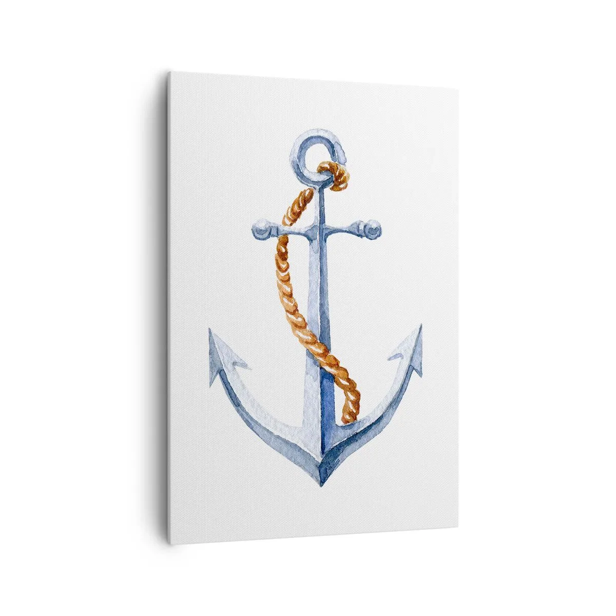 Impression sur toile - Image sur toile - Ancre avec corde dans un style aquarelle - 70x100cm - Ah l'aventure ! - Décoration murale moderne pour le salon et la chambre ARTTOR