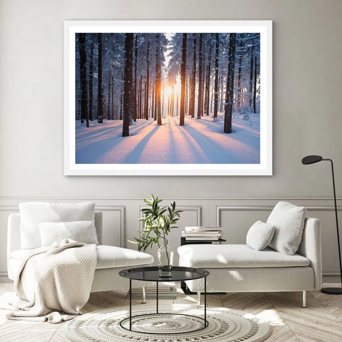 Affiche dans un cadre blanc - Poster - Clairement en noir et blanc - 50x40 cm