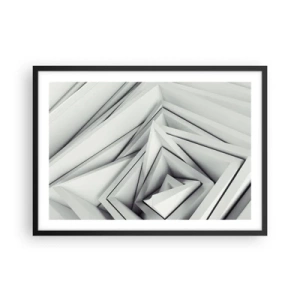 Affiche dans un cadre noir - Poster - Une composition abstraite de formes géométriques dans des tons de gris. - 70x50cm - Bourgeon d’angles vifs - Décoration murale moderne pour le salon et la chambre ARTTOR