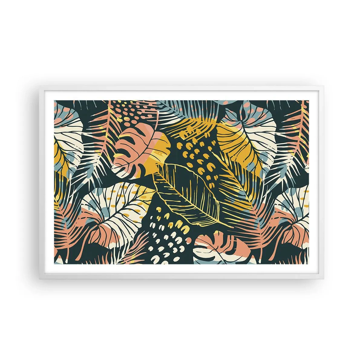 Affiche dans un cadre blanc - Poster - Fantaisie feuillue - 91x61 cm