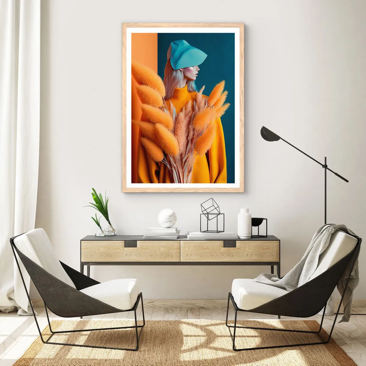 Affiche dans un chêne clair - Poster - Portrait moelleux - 50x70 cm