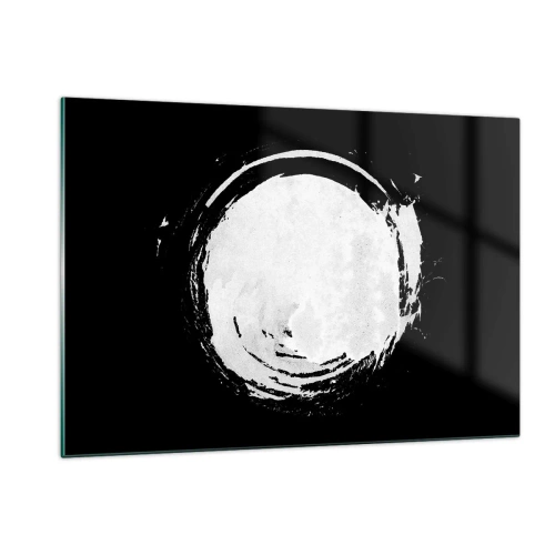 Impression sur verre - Image sur verre - Cercle abstrait blanc sur fond noir - 120x80cm - Belle sortie - Décoration murale moderne pour le salon et la chambre ARTTOR