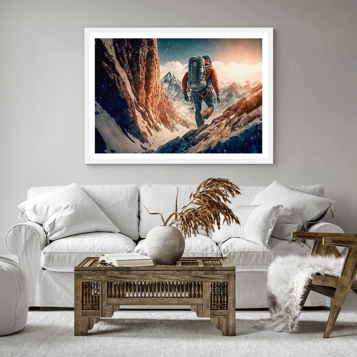 Affiche dans un cadre blanc - Poster - Guerrier solitaire - 50x50 cm