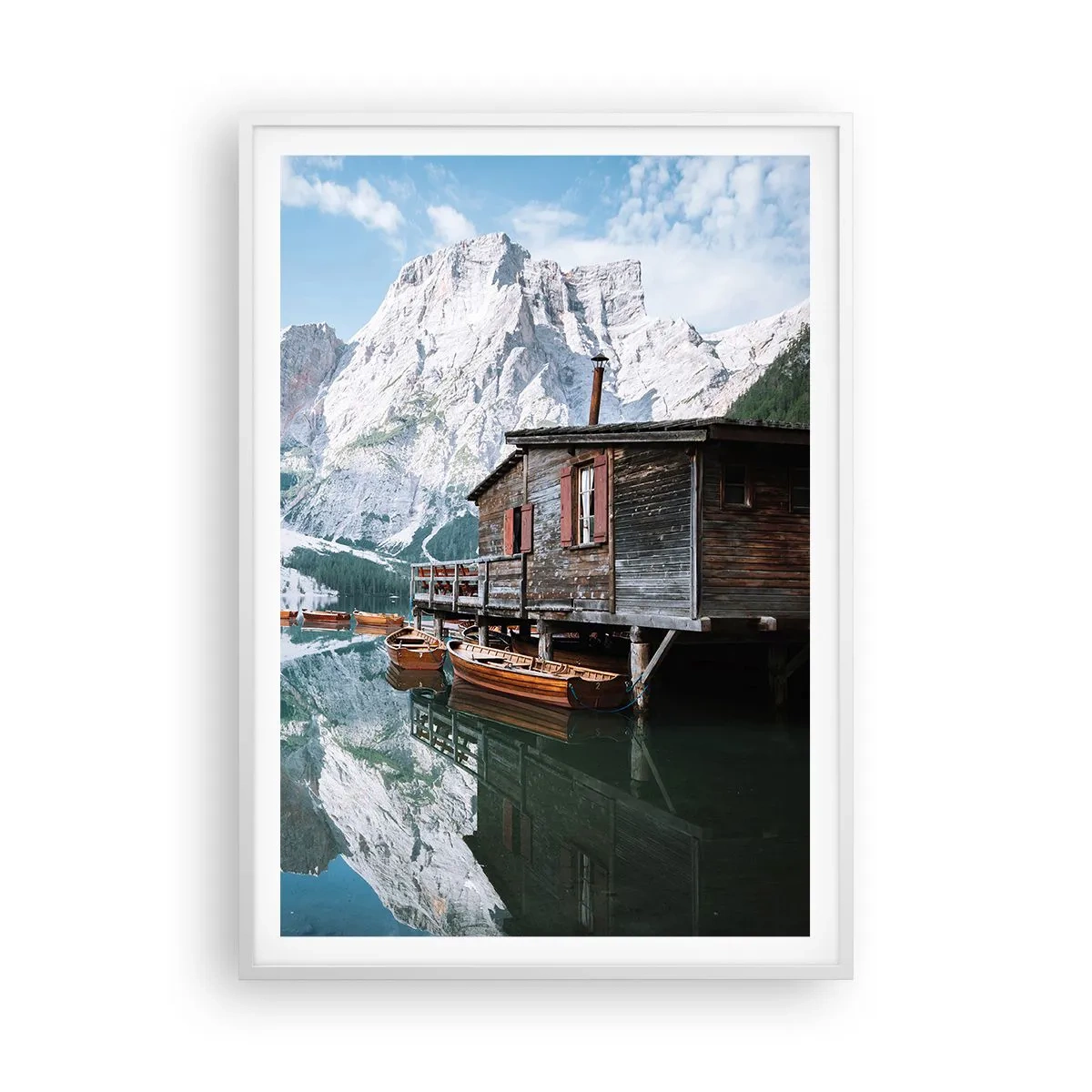 Affiche dans un cadre blanc - Poster - Un matin cristallin en montagne - 70x100 cm