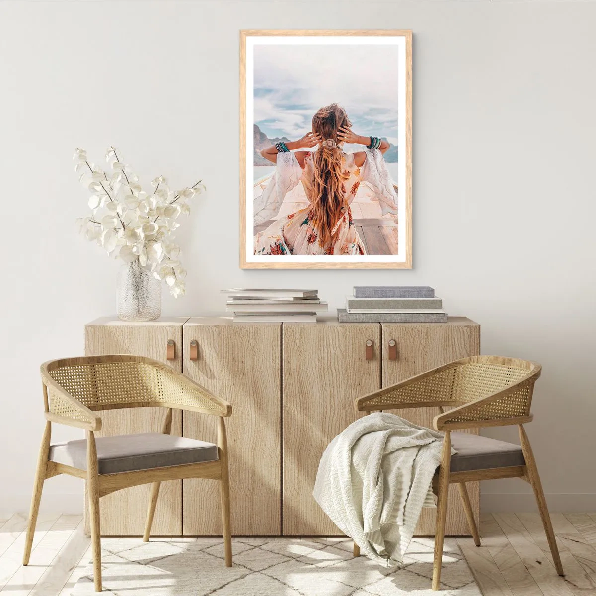 Affiche dans un chêne clair - Poster - En route vers le bonheur - 40x50 cm