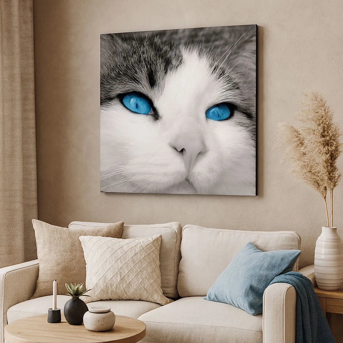 Impression sur toile - Image sur toile - Yeux bleus inhabituels - 30x30 cm