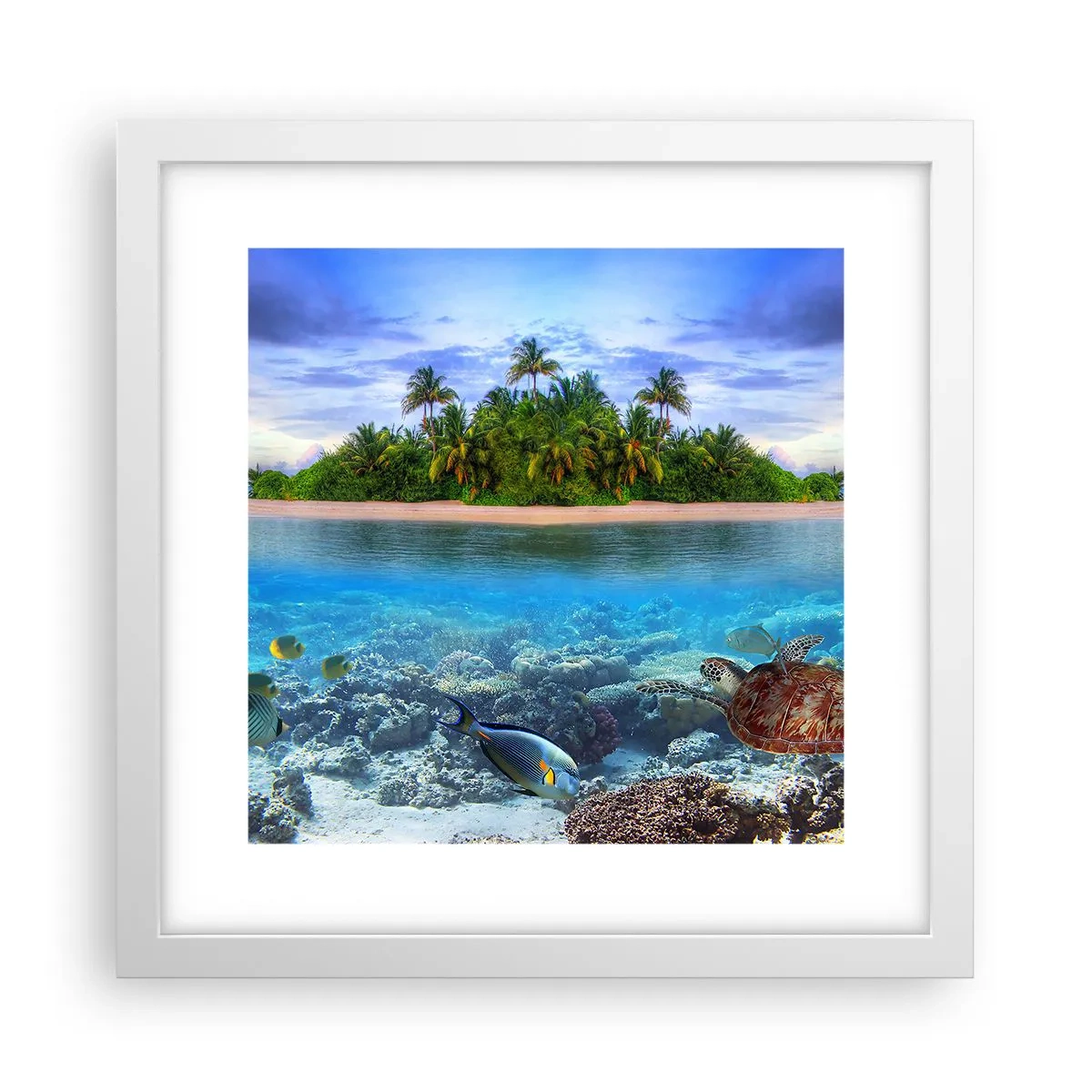 Affiche dans un cadre blanc - Poster - L'île céleste vous invite - 30x30 cm