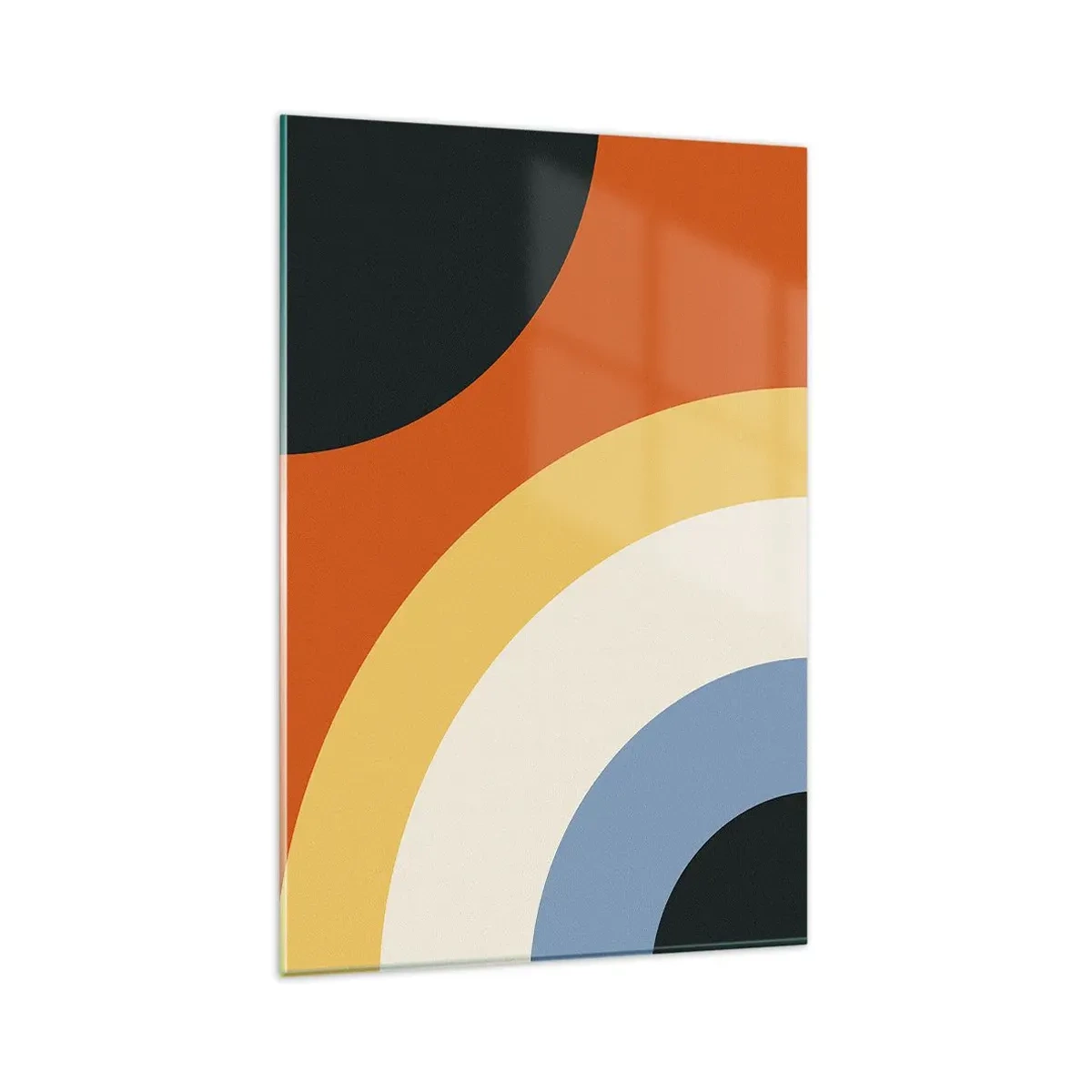 Impression sur verre - Image sur verre - Œuvre d'art abstraite avec des arcs colorés et des cercles contrastés - 80x120cm - Vers son soi - Décoration murale moderne pour le salon et la chambre ARTTOR