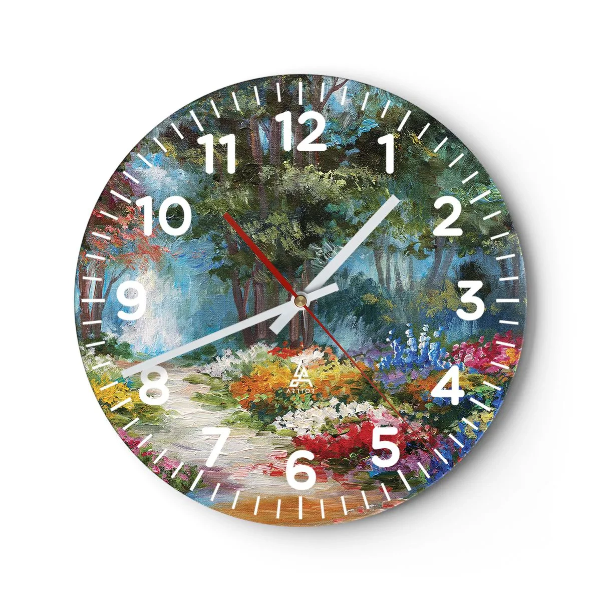 Horloge murale - Pendule murale - Jardin forestier, forêt de fleurs - 40x40 cm