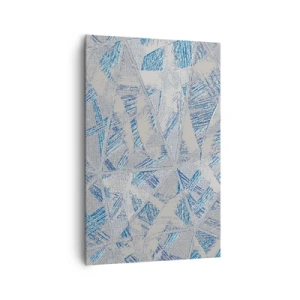 Impression sur toile - Image sur toile - Motifs géométriques dans les tons de bleu et de gris - 80x120cm - Dans un labyrinthe bleu-gris - Décoration murale moderne pour le salon et la chambre ARTTOR