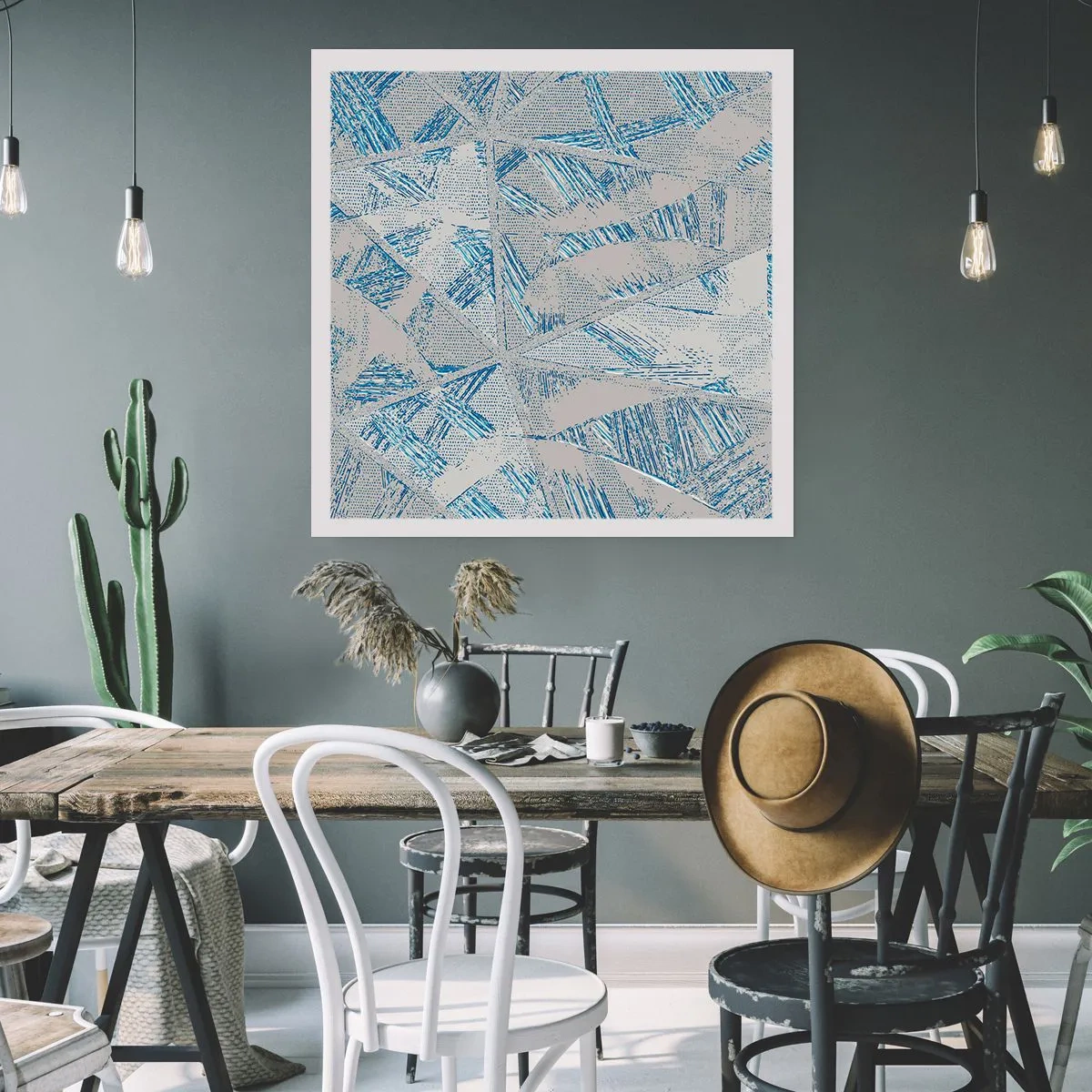 Affiche - Poster - Dans un labyrinthe bleu-gris - 30x30 cm