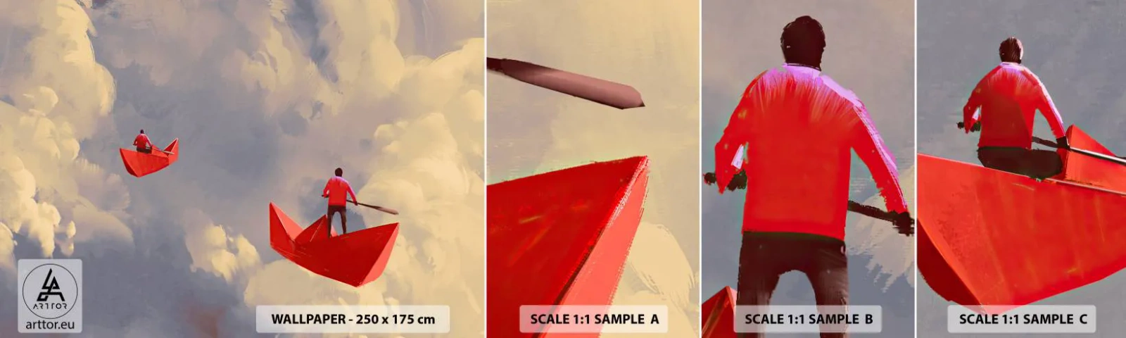 Échantillon de Papier Peint Autocollant Deluxe Sticker - Expédition des Rêveurs - Abstraction, Fantaisie, Origami - 100x30 cm