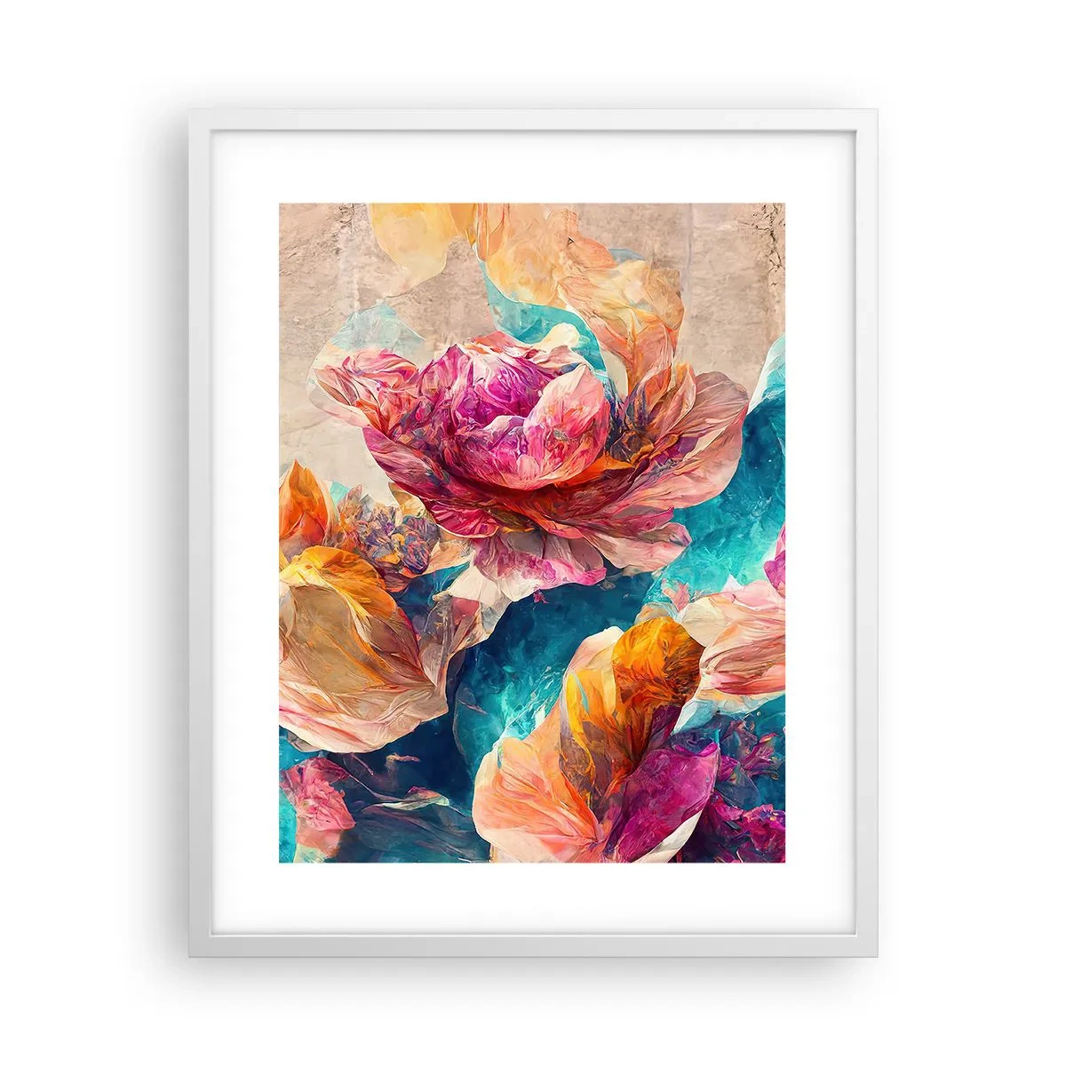 Affiche dans un cadre blanc - Poster - Splendeur colorée du bouquet - 40x50 cm