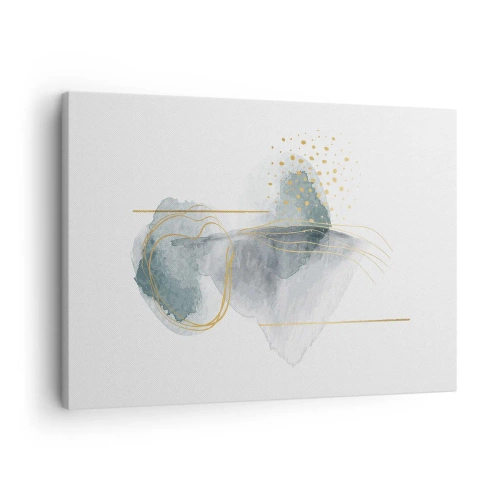 Impression sur toile - Image sur toile - Une composition abstraite dans des tons turquoise et or. - 70x50cm - À propos de la relation entre le gris et l'or - Décoration murale moderne pour le salon et la chambre ARTTOR