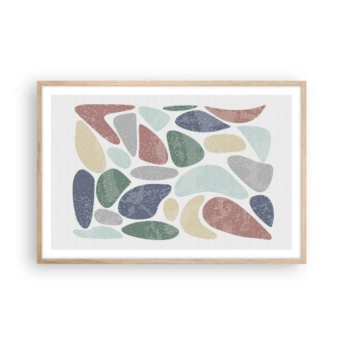 Affiche dans un chêne clair - Poster - Une mosaïque de couleurs poudrées - 91x61 cm