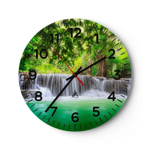 Horloge murale - Pendule murale - Une cascade de vert - 40x40 cm