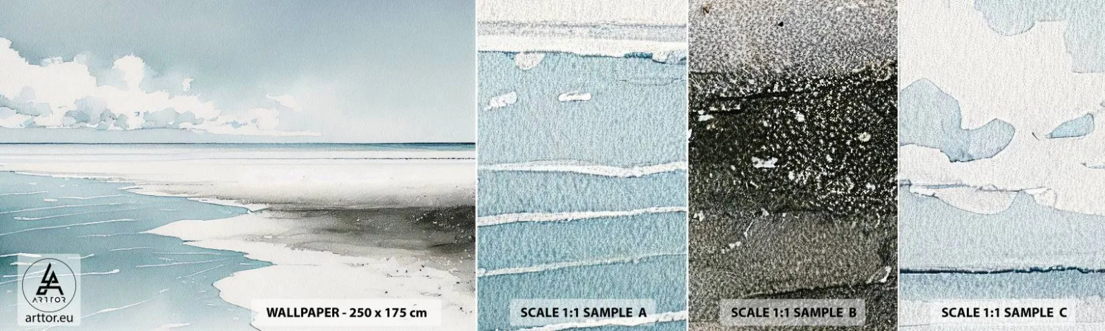 Échantillon de Papier Peint Autocollant Deluxe Sticker - Marée douce - Côte, Plage, Calme - 100x30 cm