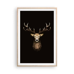 Affiche dans un chêne clair - Poster - Cerf cubique - 61x91 cm