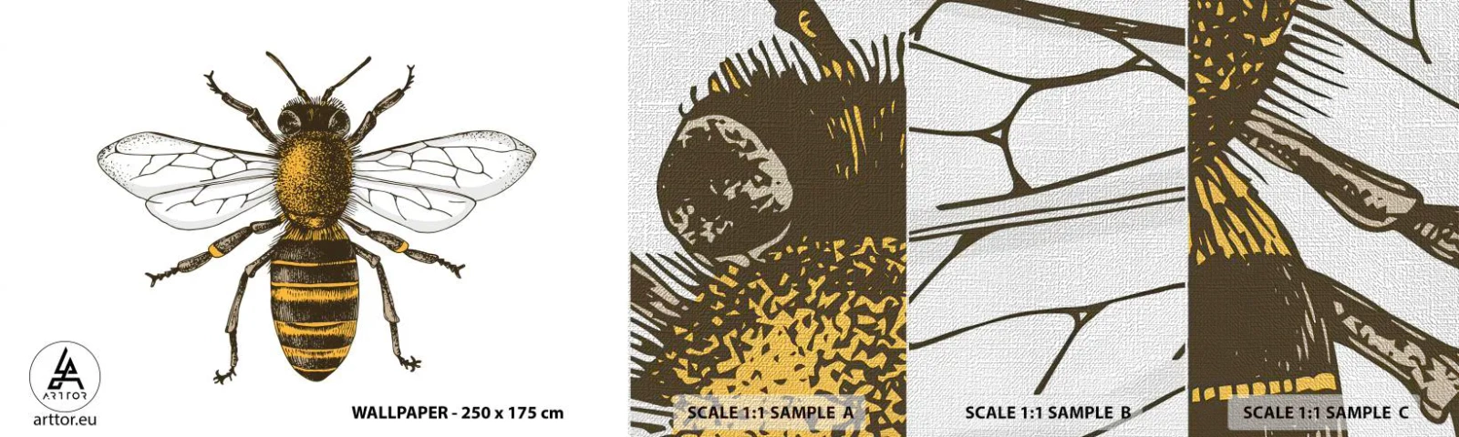 Échantillon de Papier Peint Premium Canvas - Belle et bonne - Abeille, Insecte, Nature - 100x30 cm