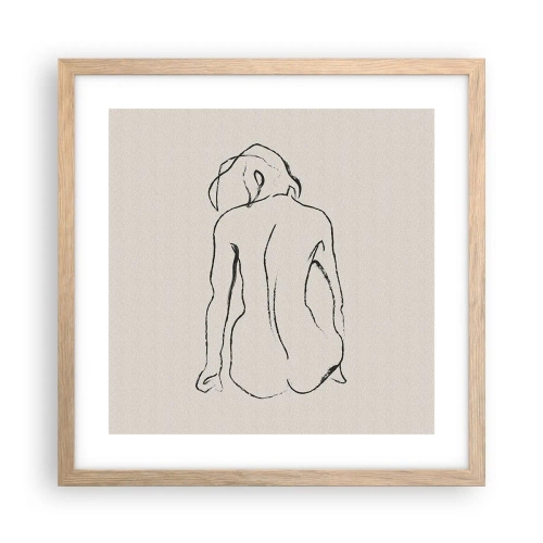 Affiche dans un chêne clair - Poster - Femme nue - 40x40 cm