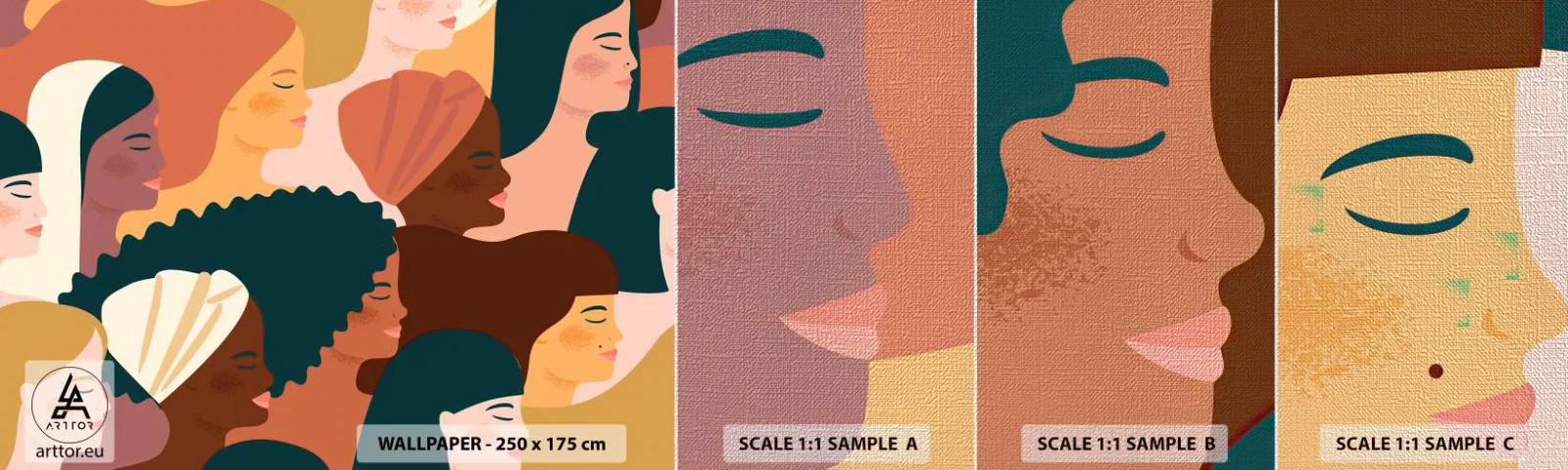Échantillon de Papier Peint Premium Canvas - Uniquement la féminité - Femme, Art moderne, Afrique - 100x30 cm