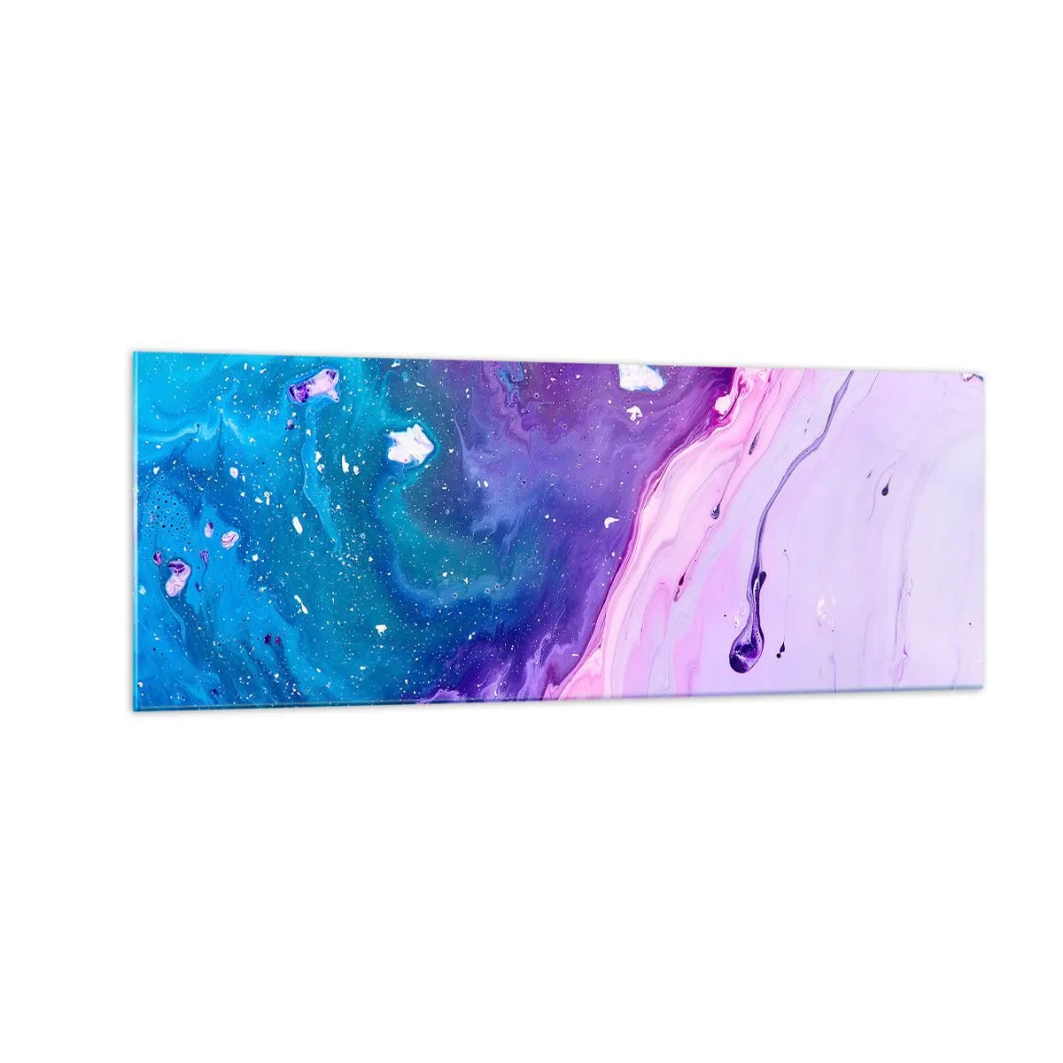 Impression sur verre - Image sur verre - Abstraction aux couleurs violettes et turquoise inspirée des contrastes - 140x50cm - Yin et yang - Décoration murale moderne pour le salon et la chambre ARTTOR