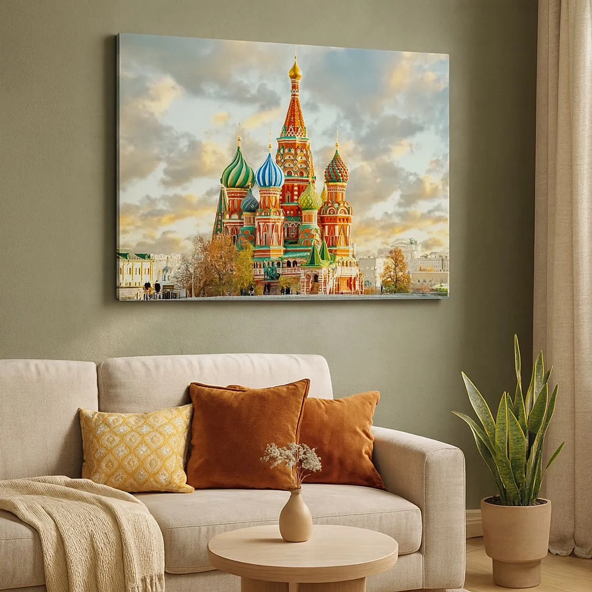 Impression sur toile - Image sur toile - Une cathédrale colorée avec des dômes caractéristiques - 70x50cm - Même Disney ne l'aurait pas proposé - Décoration murale moderne pour le salon et la chambre ARTTOR