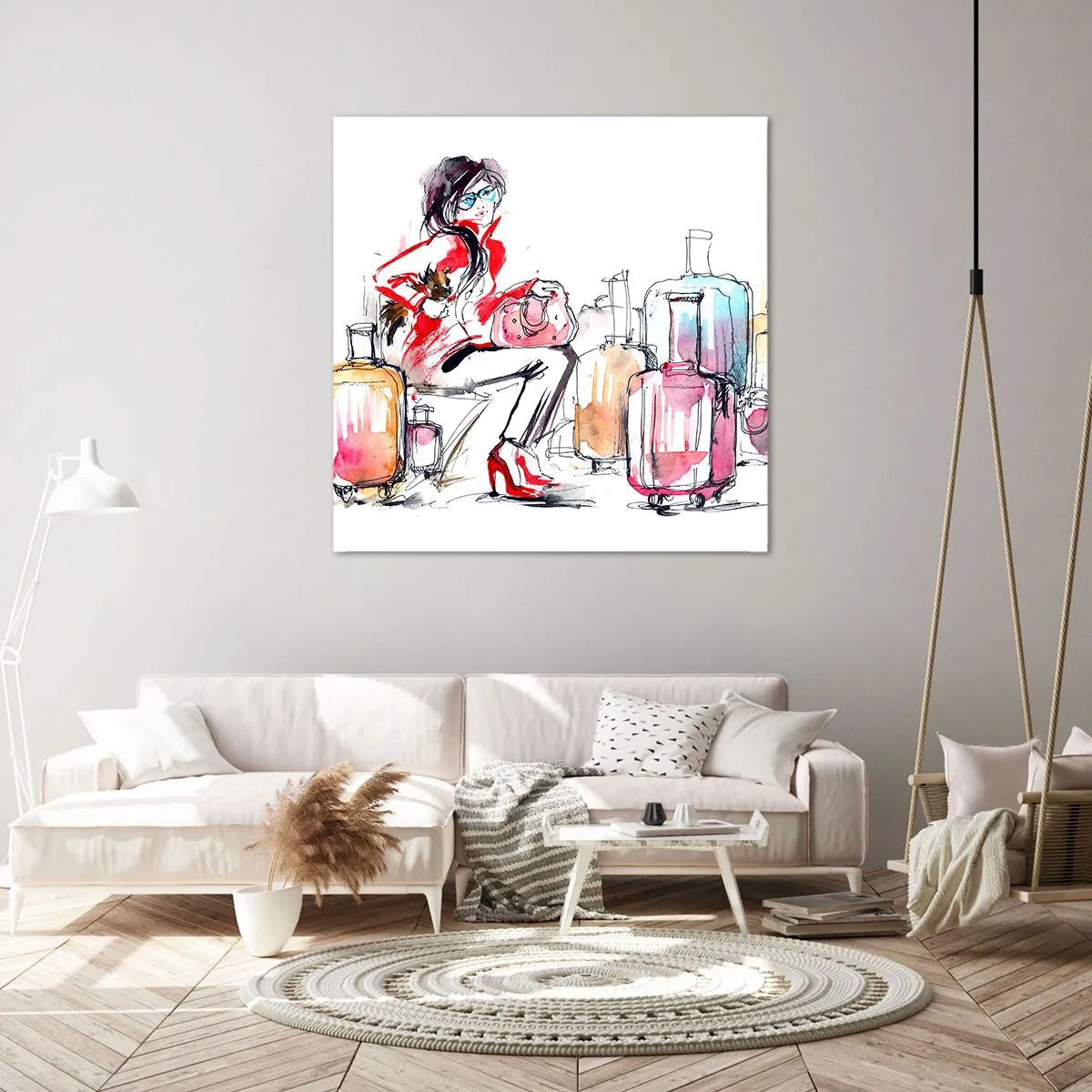 Impression sur toile - Image sur toile - Asseyons-nous avant le voyage - 70x70 cm