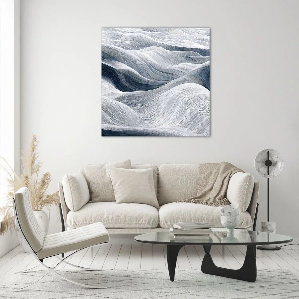 Impression sur verre - Image sur verre - Vagues blanches et bleues - 50x50 cm