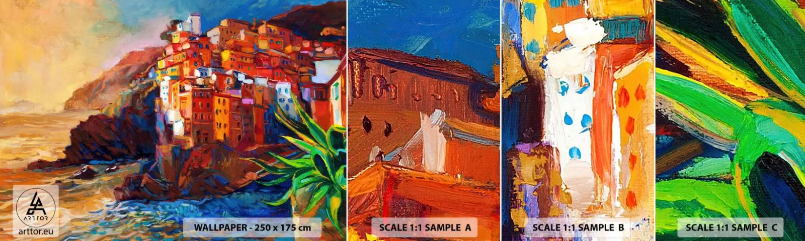 Échantillon de Papier Peint Autocollant Deluxe Sticker - Climats italien - Paysage, Architecture, Côte - 100x30 cm