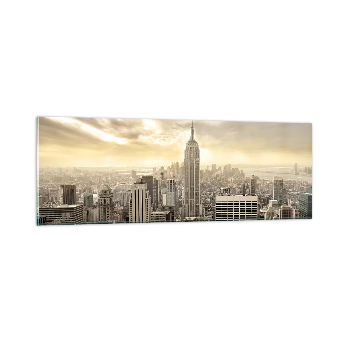 Impression sur verre - Image sur verre - New York tissé de gris - 90x30 cm
