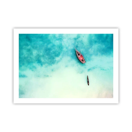 Affiche - Poster - Car sur les plages de Zanzibar, quand il y a un débordement d'eau... - 70x50 cm