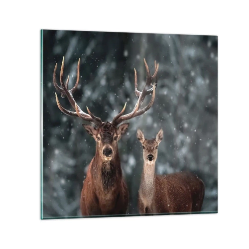 Impression sur verre - Image sur verre - Le roi de la forêt avec sa femme - 30x30 cm