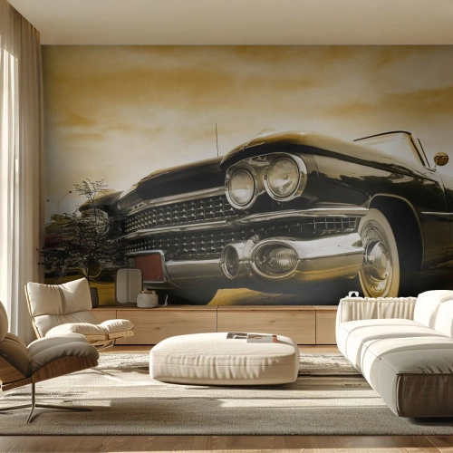 Papier Peint Photo Premium Sand - Les classiques ne passent jamais - Voiture, Automobile, Rétro - 350x256 cm