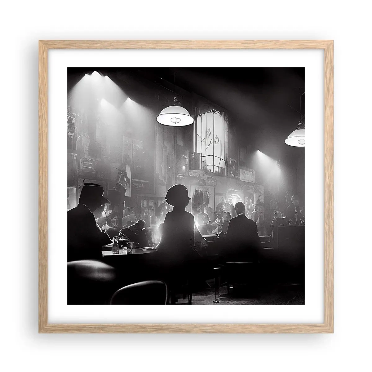 Affiche dans un chêne clair - Poster - Dans une ambiance jazz - 50x50 cm