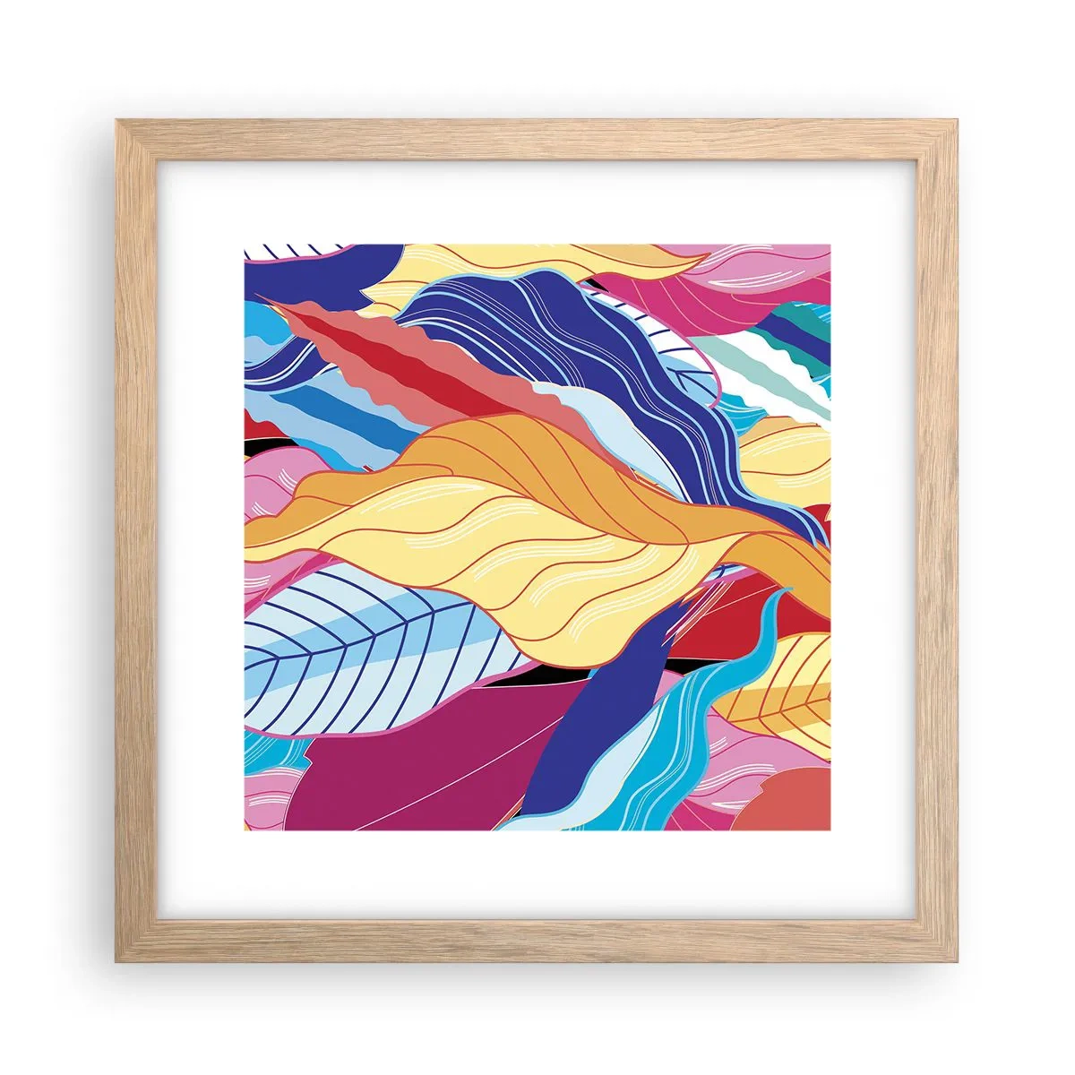 Affiche dans un chêne clair - Poster - Un désordre coloré - 30x30 cm