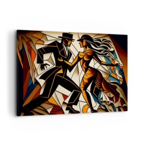 Impression sur toile - Image sur toile - Un couple dynamique dansant sous une forme abstraite. - 100x70cm - Danse de passion et de volupté - Décoration murale moderne pour le salon et la chambre ARTTOR