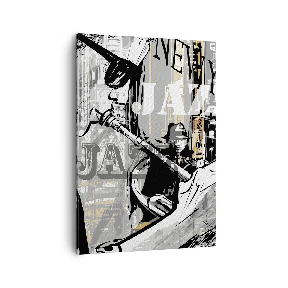Impression sur toile - Image sur toile - Scène jazz new-yorkaise - 50x70cm - Au rythme de New York - Décoration murale moderne pour le salon et la chambre ARTTOR