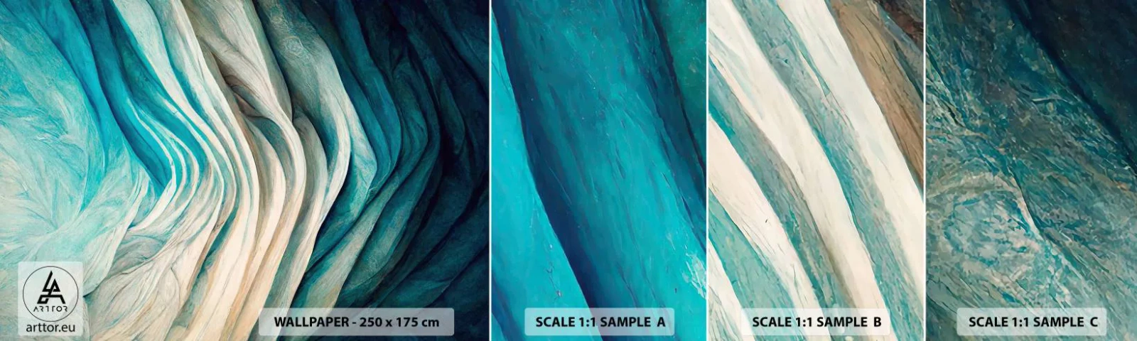 Échantillon De Papier Peint Standard Eco - Insatiabilité bleue - Morceau, 3D, Abstraction - 100x30 cm