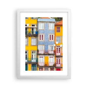 Affiche dans un cadre blanc - Poster - Couleurs de vieille ville - 30x40 cm