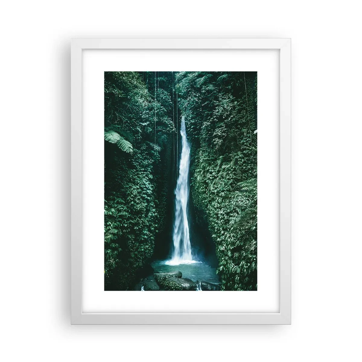 Affiche dans un cadre blanc - Poster - Fontaine tropicale - 30x40 cm