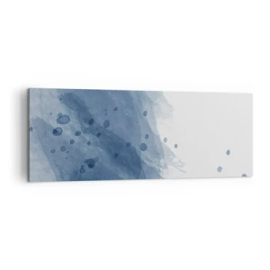 Impression sur toile - Image sur toile - Taches et stries abstraites dans des tons de bleu - 140x50cm - Tulle bleu - Décoration murale moderne pour le salon et la chambre ARTTOR