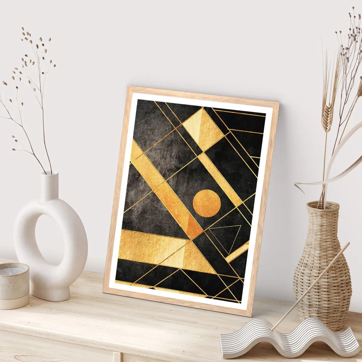 Affiche dans un chêne clair - Poster - Soleil du désert - 40x50 cm