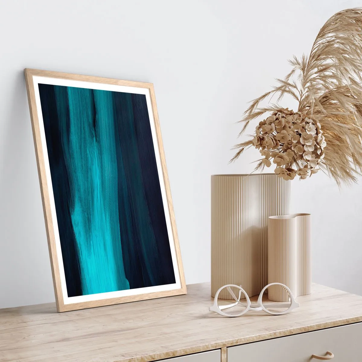 Affiche dans un chêne clair - Poster - Suivez le courant - 30x40 cm