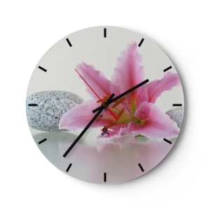 Horloge murale - Pendule murale - Étude de rose, gris et blanc - 40x40 cm