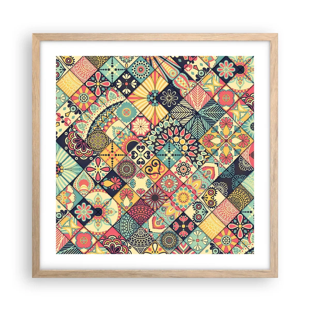 Affiche dans un chêne clair - Poster - Ambiance marocaine - 50x50 cm