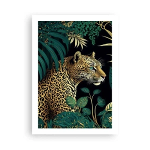 Affiche - Poster - Léopard doré dans la jungle tropicale - 50x70cm - Un hôte dans la jungle - Décoration murale moderne pour le salon et la chambre ARTTOR