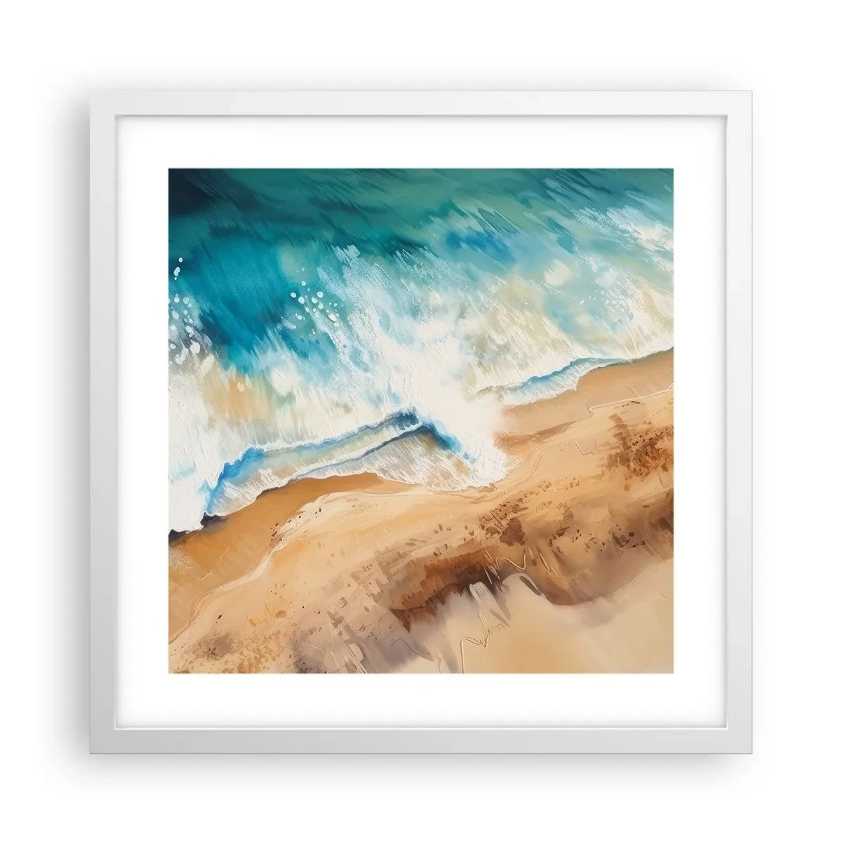Affiche dans un cadre blanc - Poster - La vague qui revient - 40x40 cm