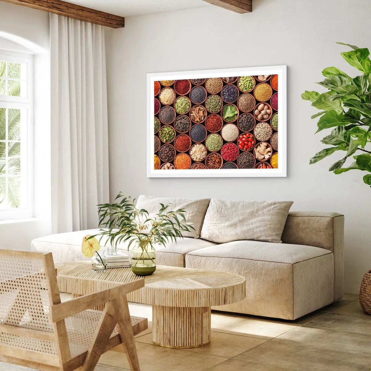 Affiche dans un cadre blanc - Poster - Toutes les saveurs du monde - 91x61 cm